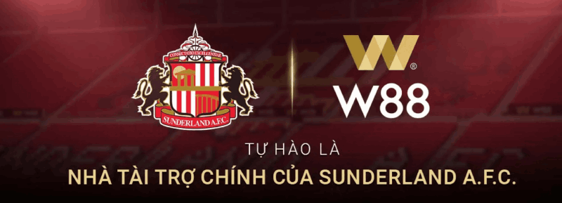 W88 nhà tài trợ áo đấu chính thức Sunderland AFC mùa 2025/26